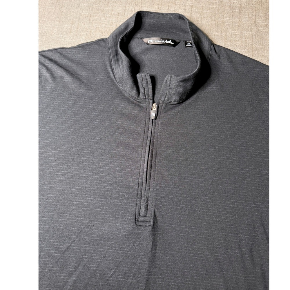 TravisMathew Mens XXL 1/4 Zip Pullover Charcoal Gray Slub Golf Shirt 1MY349 - Picture 2 of 9